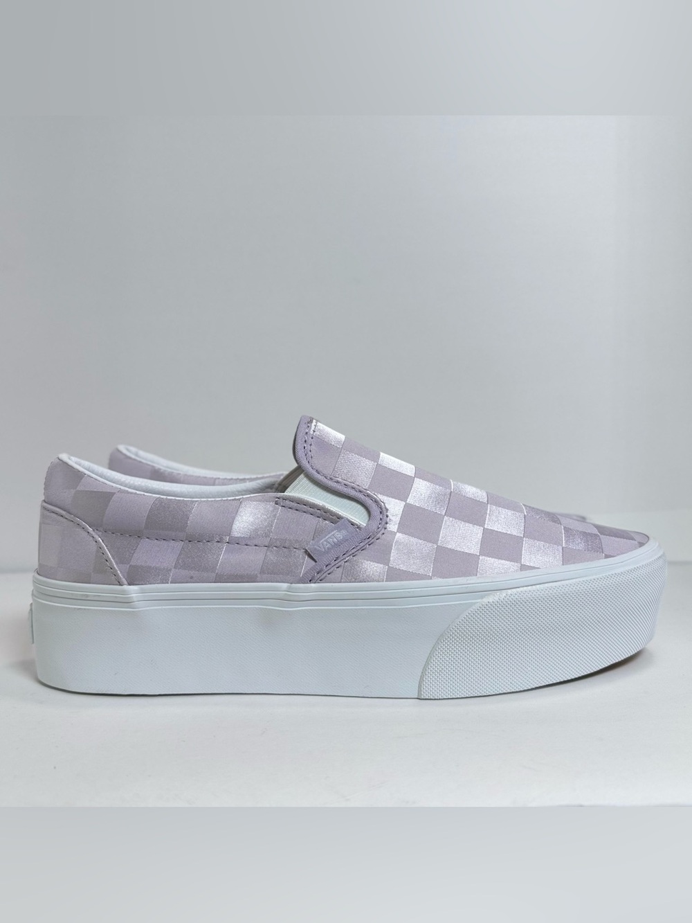 VANS Satin Lavender Lilac Checkerboard Stackform Slip-on Shoes Women’s 11 NWT